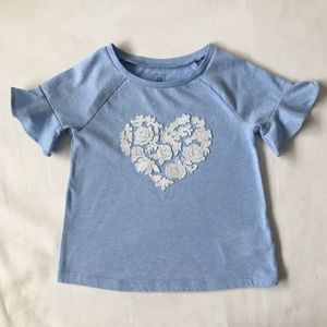 Gap shirt size 2T white felt heart EUC girls mint!